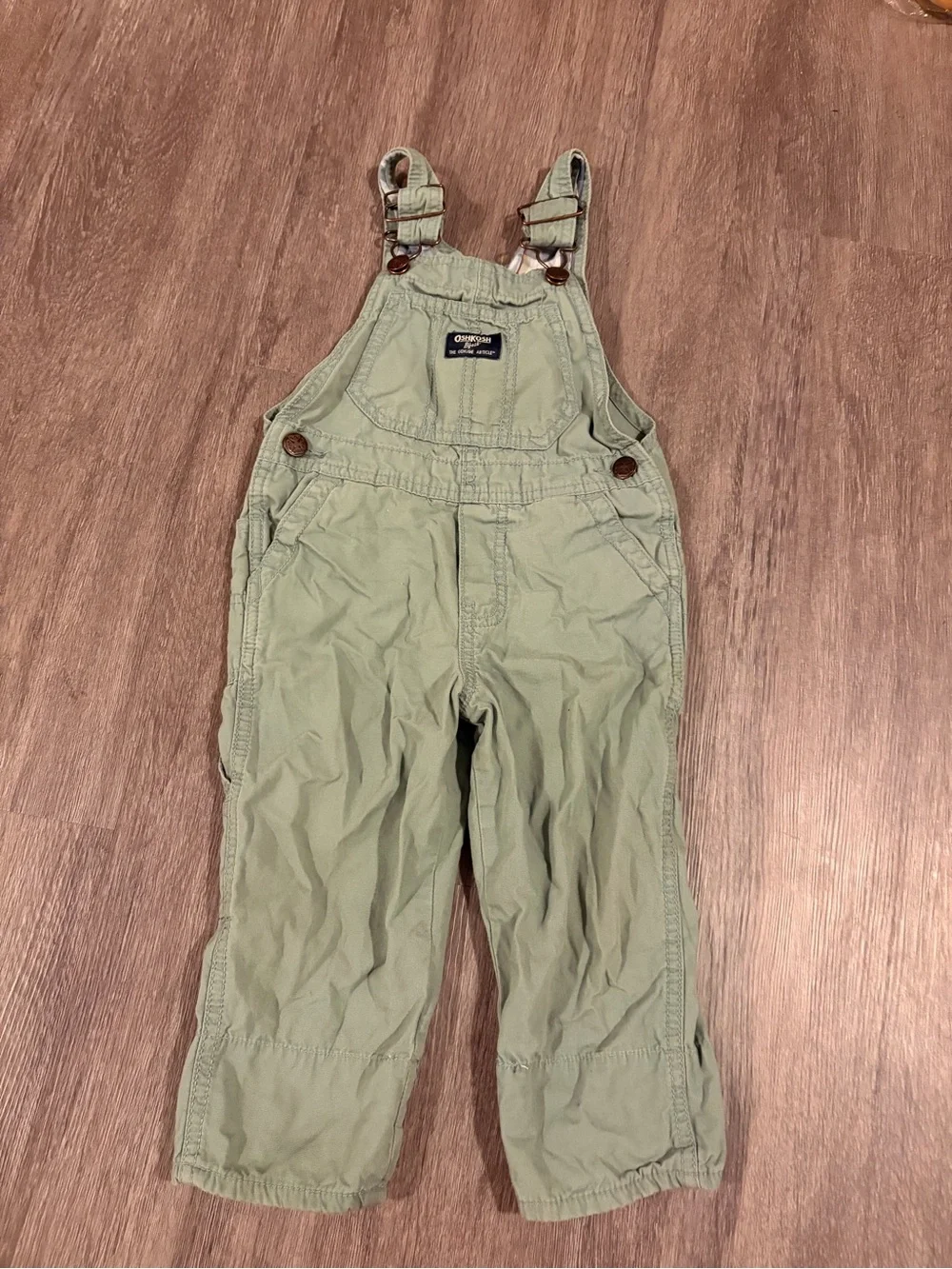 OshKosh B'gosh Light Sage Green Toddler Overalls with Pockets